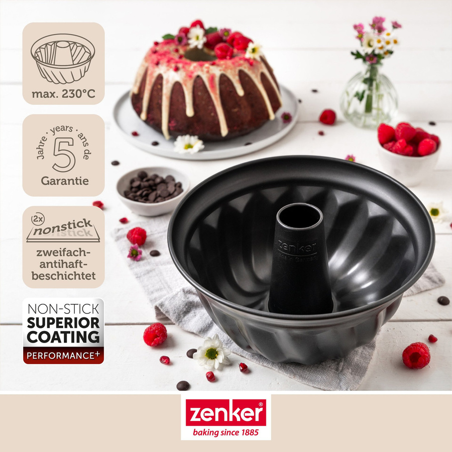 Zenker Gugelhupfform Perfect Black+ mit Antihaftbeschichtung und Keramikbeschichtung, Durchmesser: 25 cm, Schwarz - Bild 3