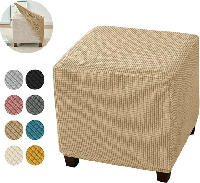 Yupartex Jacquard Ottomane Abdeckung aus rutschfestem Polar Fleece für Hocker und Fußhocker - Bild 1