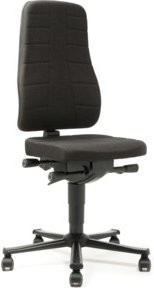 bimos Arbeitsstuhl All-In-One Highline mit Stoffpolster und Rollen in Schwarz mit Gewichtsregulierung und Sitztiefenverstellung - Bild 1