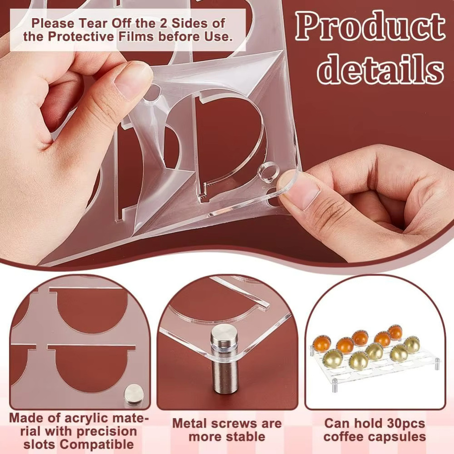 Transparenter Kaffeepads-Halter aus Acryl als Schubladen-Einsatz für 30 Kaffeekapseln - Bild 4
