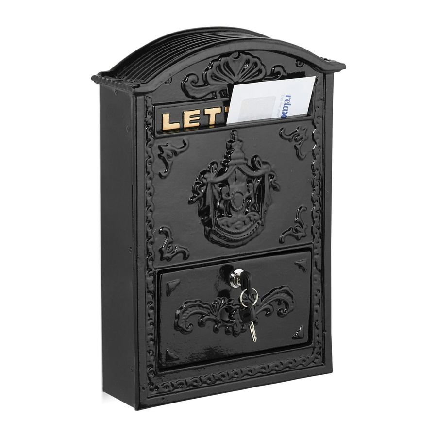 Abschließbarer Briefkasten von Relaxdays aus Aluminium und Eisen in Schwarz, B/T/H: 42 x 28 x 10 cm - Bild 2