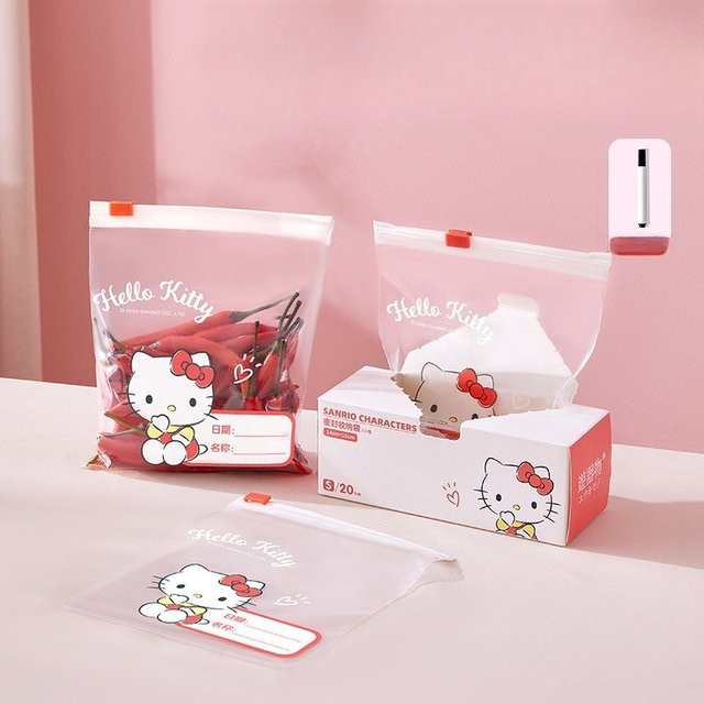 20 Stück Hello Kitty Selbstversiegelnde Reißverschluss-Frischhaltebeutel in Transparent - Bild 1