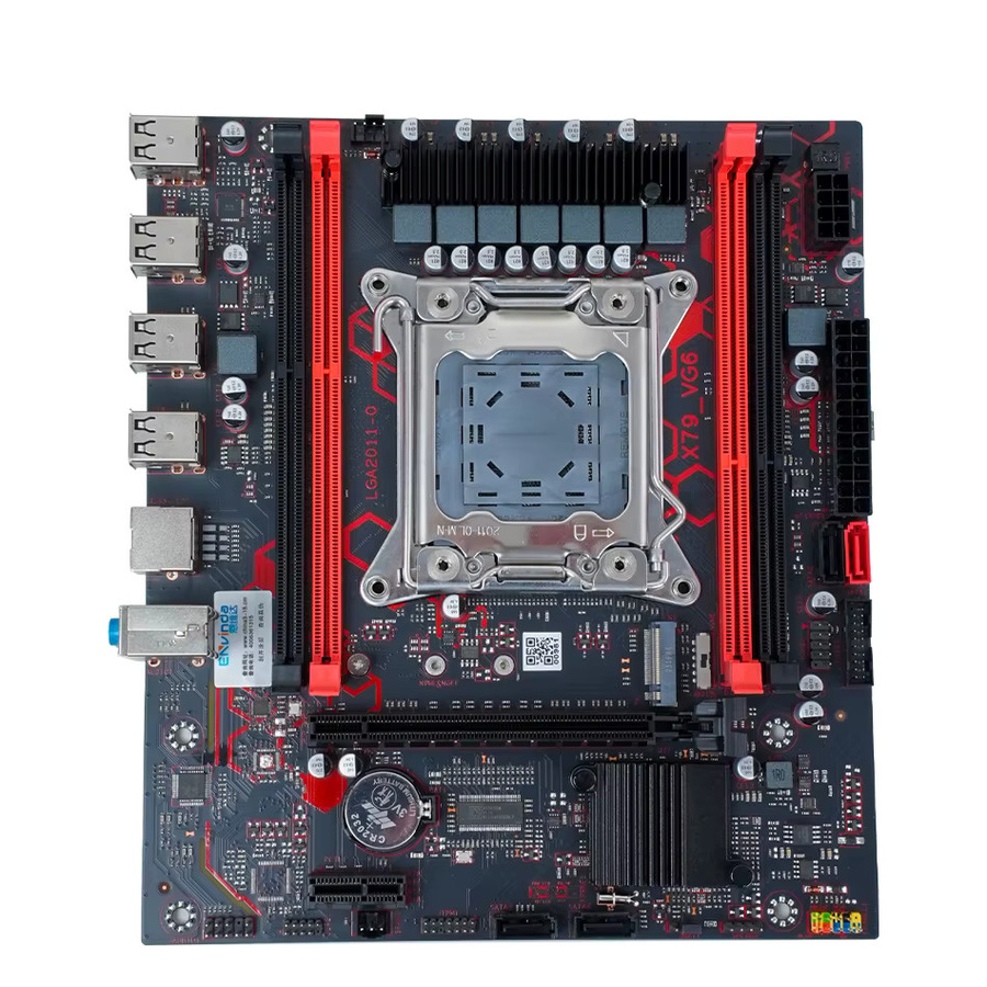 ENVINDA X79 VG6 Motherboard LGA 2011 für Xeon E5 Prozessoren, unterstützt DDR3 ECC REG-Speicher, SATA3, USB 2.0 und NVME M.2, Schwarz - Bild 2