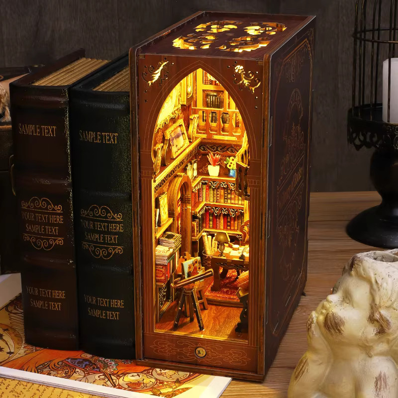 zuuton Bücherregal-Set aus Holz Miniatur-Puppenhaus 3D-Puzzle - Bild 2