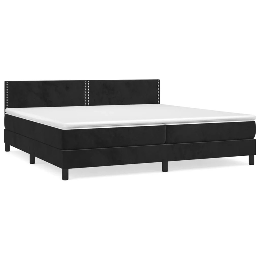 vidaXL Boxspringbett mit Matratze in Schwarz, Hybrid-Design mit Taschenfederkern und Samtbezug, B/T/H: 200 x 200 x 88 cm - Bild 2
