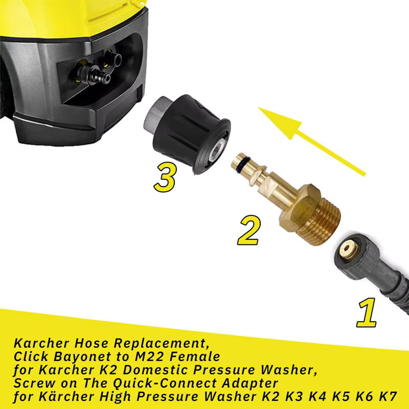 M22 Quick Connect Adapter M22 14mm Stecker für Karcher K2-K7 mit Messing Unterlegscheibe zur Konvertierung von Pistole, Schlauch und Rohr - Bild 5