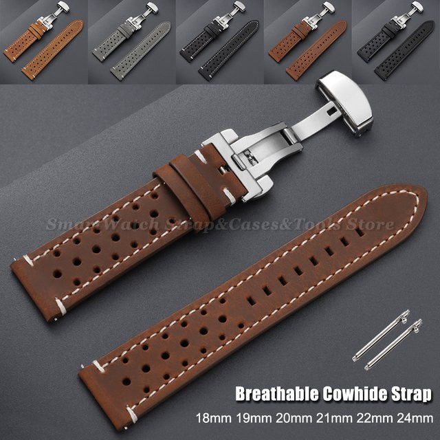 Uhrenarmband Vintage, Rindsleder, Braun Schwarz, Unisex - Bild 1