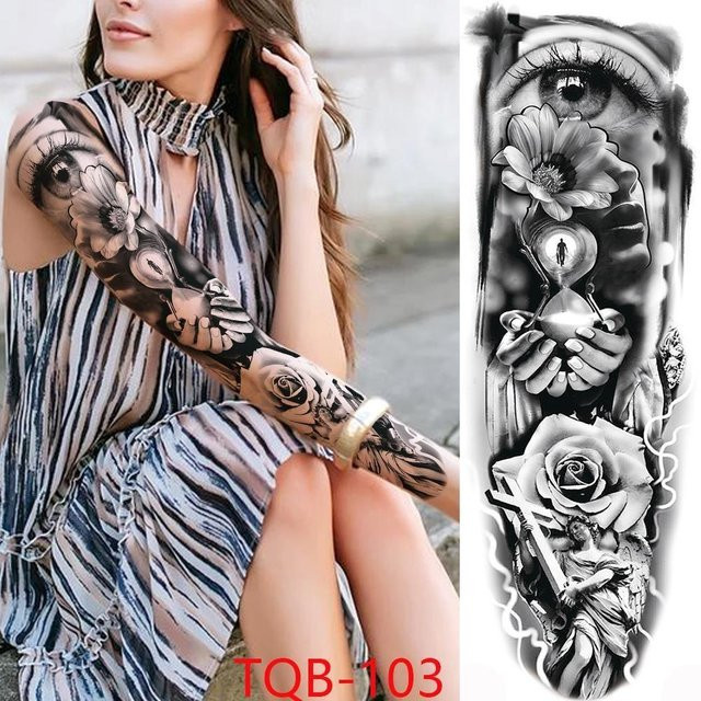 Temporäre Tattoo-Ärmel Flower Love, Unisex - Bild 1