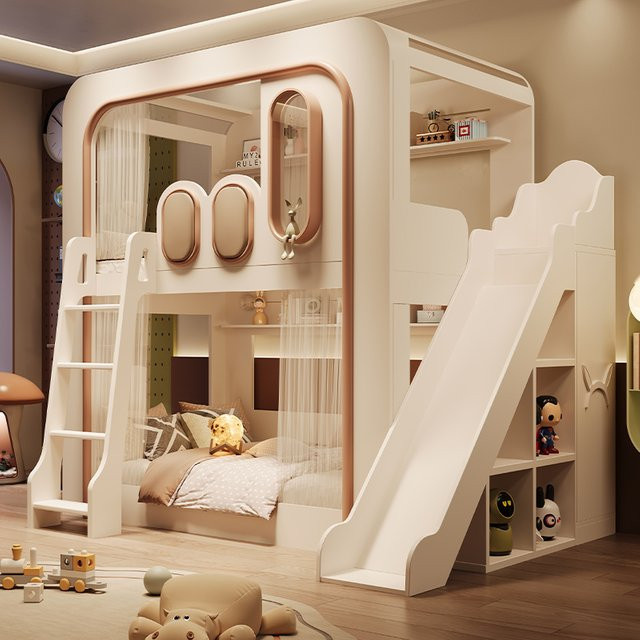 ZHIO Kinderbett in Weiß mit Stauraum und Unterbettbeleuchtung, modernes Einzelbett aus lackiertem Holz, B/T: 120 x 190 cm - Bild 1
