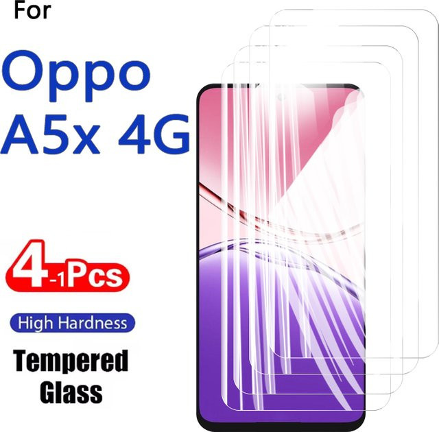 Displayschutzfolie aus gehärtetem Glas für Oppo A5x 4G, A5 und 5x, transparent, 9H Härtegrad, kratzfest und fingerabdruckresistent - Bild 1