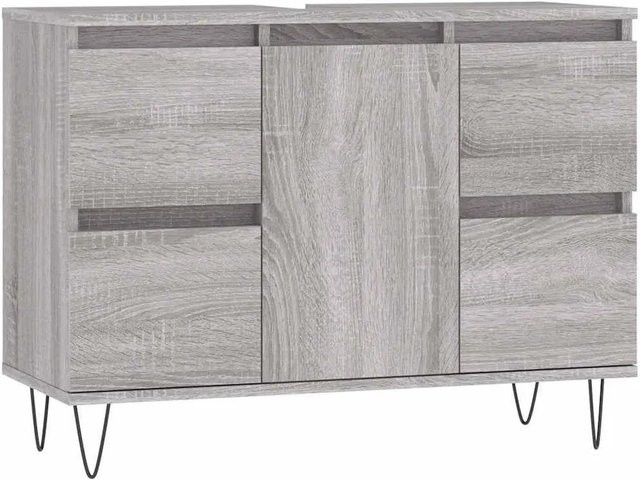 vidaXL Badschrank Grau Sonoma im industriellen Stil aus Holzwerkstoff und Eisen, B/T/H: 80 x 33 x 60 cm - Bild 1