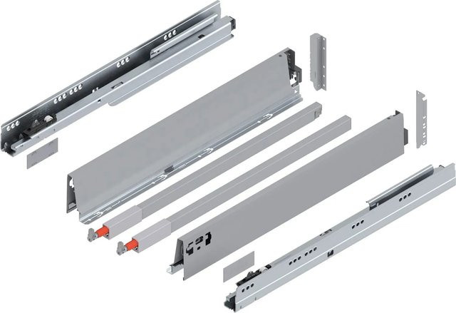 Blum D-Reling Tandembox antaro Vollauszug mit Blumotion Soft-Close, Grau, 1 Paar, Länge: 550 mm, Tragkraft: 65 kg - Bild 1