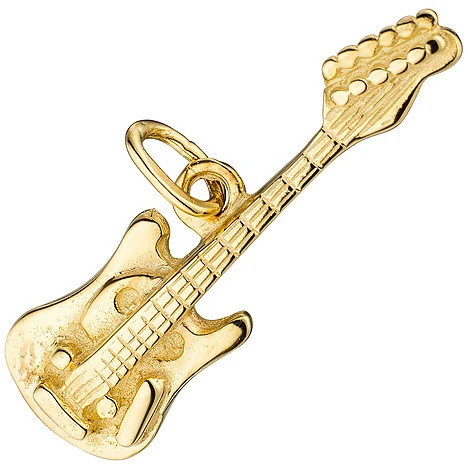 Colfem Anhänger Gitarre, 925 Silber, gold vergoldet, Unisex - Bild 1