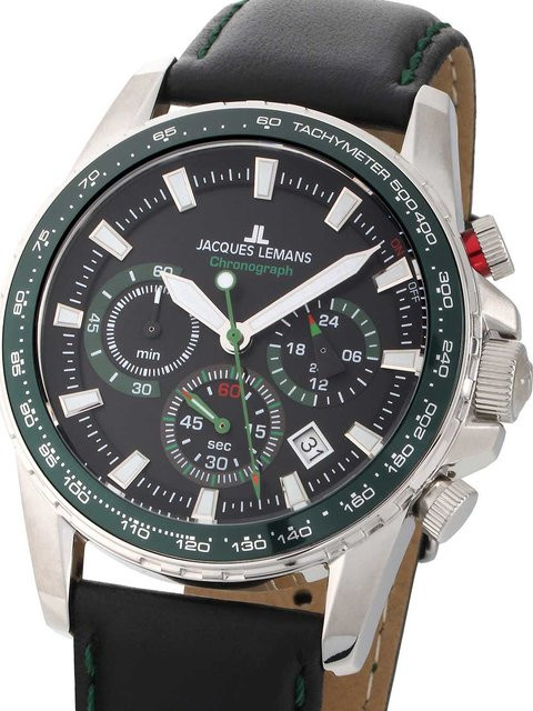 Jacques Lemans Chronograph, Quarz, Edelstahl, 42 mm, Leder, Herren - Bild 1
