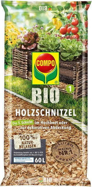 Compo Bio Holzschnitzel aus Nadelholz in Braun für Gartenanlagen, Rabatten und Hochbeete - Bild 1