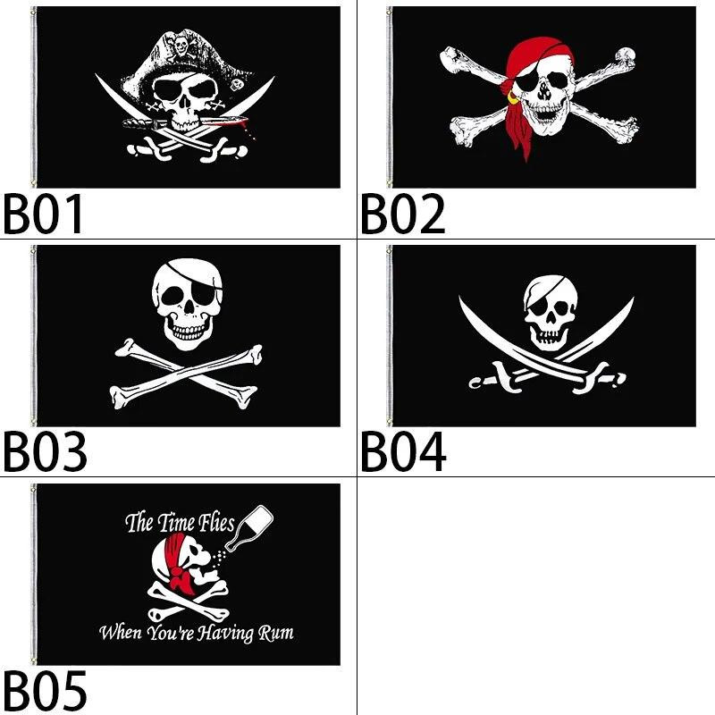 Piratenflagge mit Totenkopf von Pig Boutique, schwarze Polyester-Leinwand-Flagge mit Messingösen, B/H: 150 x 90 cm - Bild 4