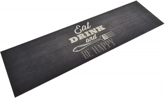 vidaXL Küchenteppich aus Samt in Schwarz, waschbar und rutschfest, Breite: 45 cm, Länge: 150 cm - Bild 1