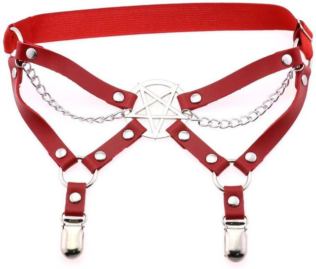 Fxcube Beinriemen Strumpfhalter Pentagramm, Damen, red - Bild 1