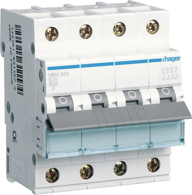 Hager Leitungsschutzschalter MBN625 4-polig 25A 400V Weiß - Bild 1