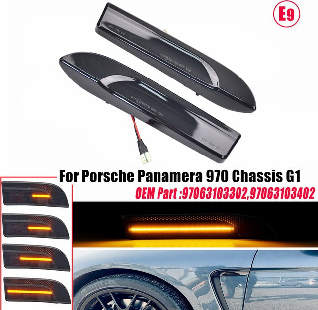 Malcayang LED Seitenmarkierungsleuchte mit Pfeil Blinker in Schwarz für Porsche Panamera 970 G1 2009–2016 - Bild 1