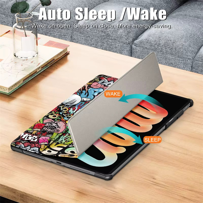 Lenovo Xiaoxin Pad Pro 13 Hülle TB376FC und TB378FC Magnetische Leder-Smart-Hülle mit bemaltem Design in Gold und Multicolour - Bild 3