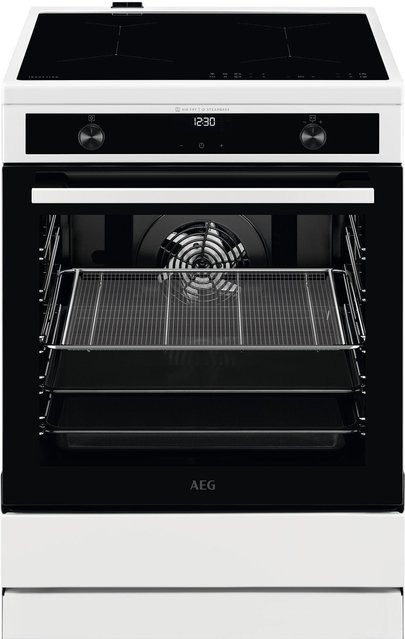 AEG Stand-Elektroherd CIB6644BBW mit Induktionsfeld in Weiss, 73 l Backofenvolumen, 4 Kochzonen, Heißluftgrill und Pizza-Stufe, Breite: 59,6 cm, Höhe: 85 cm, Tiefe: 60 cm - Bild 1