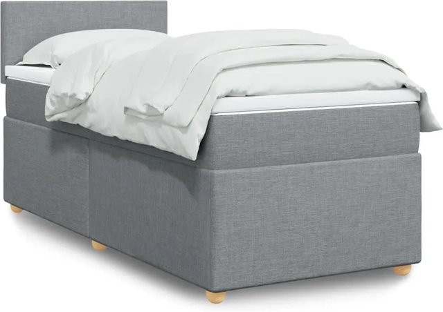 vidaXL Hybrid-Boxspringbett mit Matratze und Taschenfederkern in Hellgrau, B/T/H: 90 x 190 x 100,5 cm - Bild 1