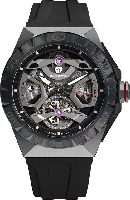 Tsar Bomba Herrenuhr Automatik, Edelstahl, 46 mm, Schwarz, 5 ATM - Bild 1