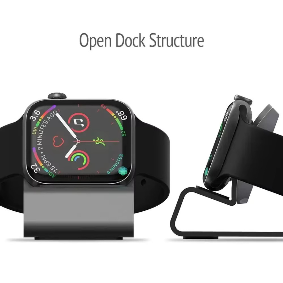 CAOWTAN Ladeständer für Apple Watch, Aluminium, Silikon, Schwarz - Bild 2