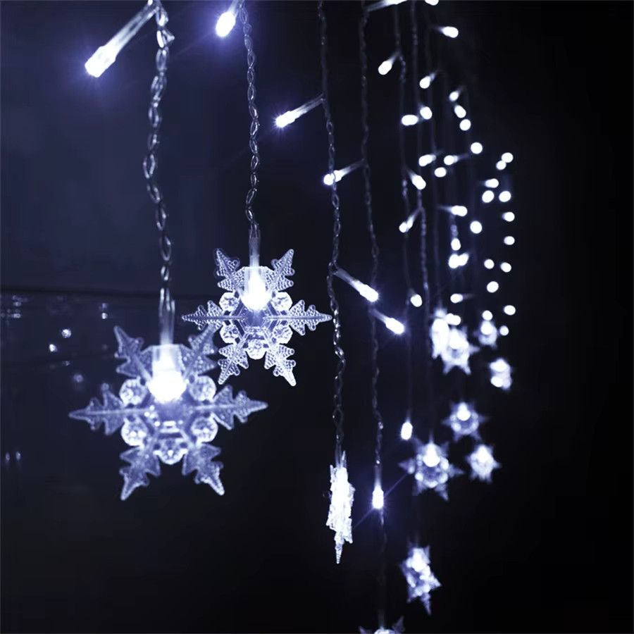 4M Weihnachtsdekoration Schneeflocke und Eisstreifen Lichterkette mit 96 LEDs für die Indoor-Dekoration - Bild 5