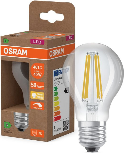Osram LED Classic A Energy Efficiency LED-Lampe E27 Warmweiß 2,6 W (entspricht 40 W), dimmbar, transparent - Bild 2