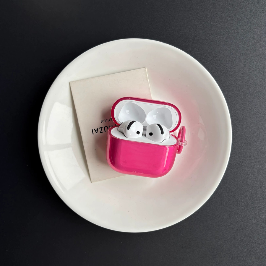 Transparente Schutzhülle für Apple AirPods Pro, Pro 2, Pro 3 sowie AirPods 1, 2, 3, 4 in Pink und Orange mit glänzendem Design - Bild 1