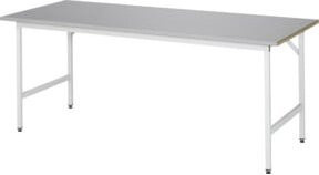 Rau Arbeitstisch Jerry höhenverstellbar mit Edelstahlbelag, silber/lichtgrau, B: 200 cm, T: 80 cm, H: 80-85 cm - Bild 1