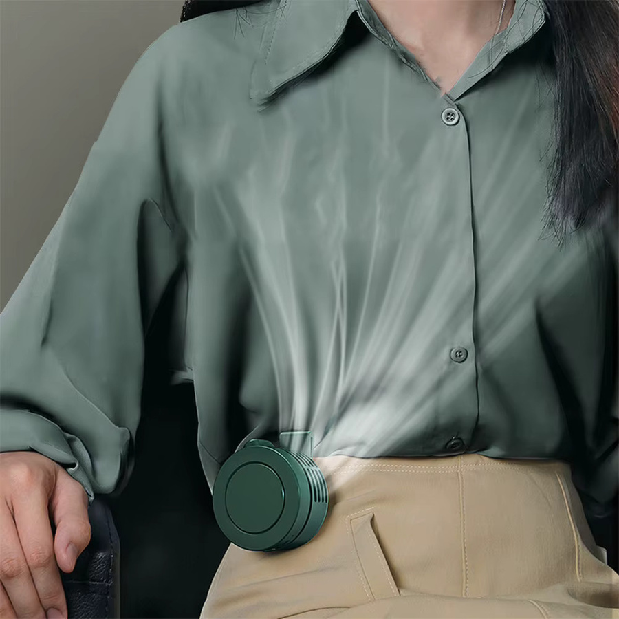 ALLOYSEED Mini-Shirt-Ventilator, tragbarer wiederaufladbarer Körperventilator in Grün - Bild 3