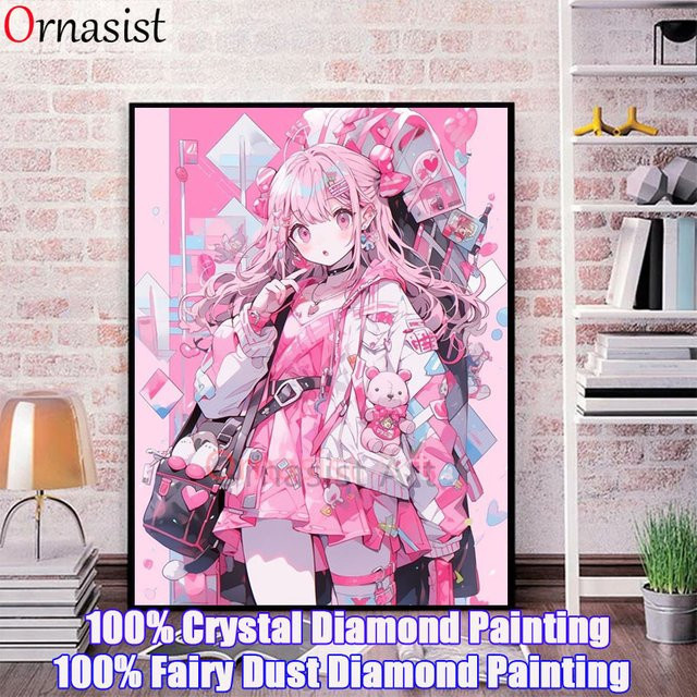 Ornasist DIY Diamond Painting Kit Cartoon Mädchen in Pink mit Kristall Mosaik Stickerei 5D Kreuzstich Set - Bild 1