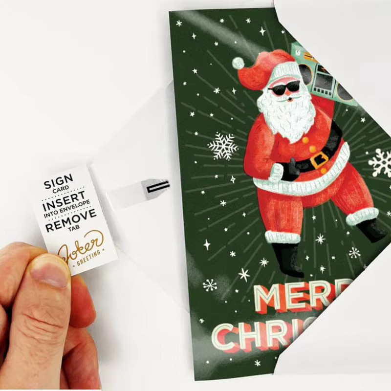 Musik-Weihnachtsgrußkarte mit Weihnachtsmann und Geschenkdesign in Multicolor inklusive Umschlag - Bild 2