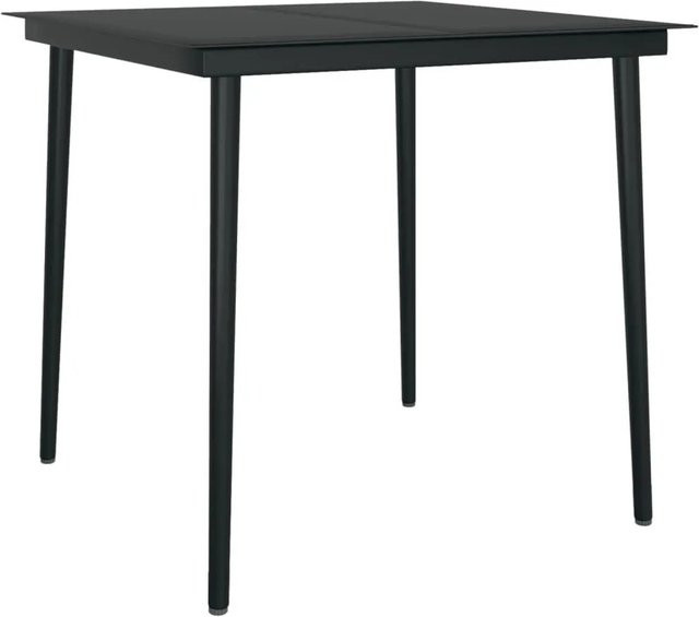 Furnicato Garten-Esstisch aus Stahl und Glas in Schwarz, B/T/H: 80 x 80 x 74 cm - Bild 1