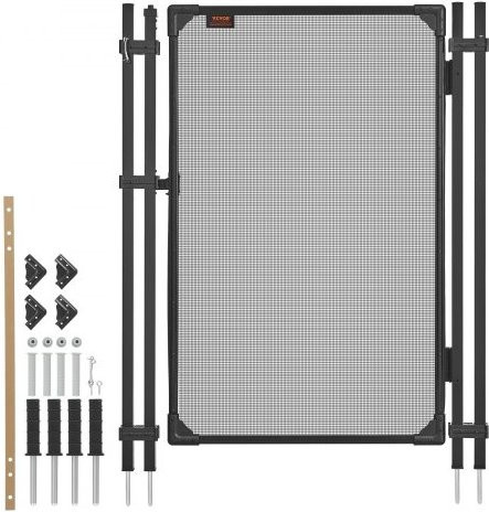 VEVOR Poolzaun Tor Set mit Selbstschließfunktion und Selbstverriegelung, Inground Swimming Pool Fence Gate aus schwarzem 352 gsm Teslin PVC Mesh, B: 120 cm, H: 75 cm - Bild 1