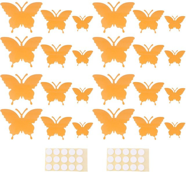 2 Set Leuchtende Insekten Aufkleber von OutsideWorld in Orange und Beige aus PVC mit 3D Stereoskopischem Insektenmuster und rückstandsfreier Haftung - Bild 1