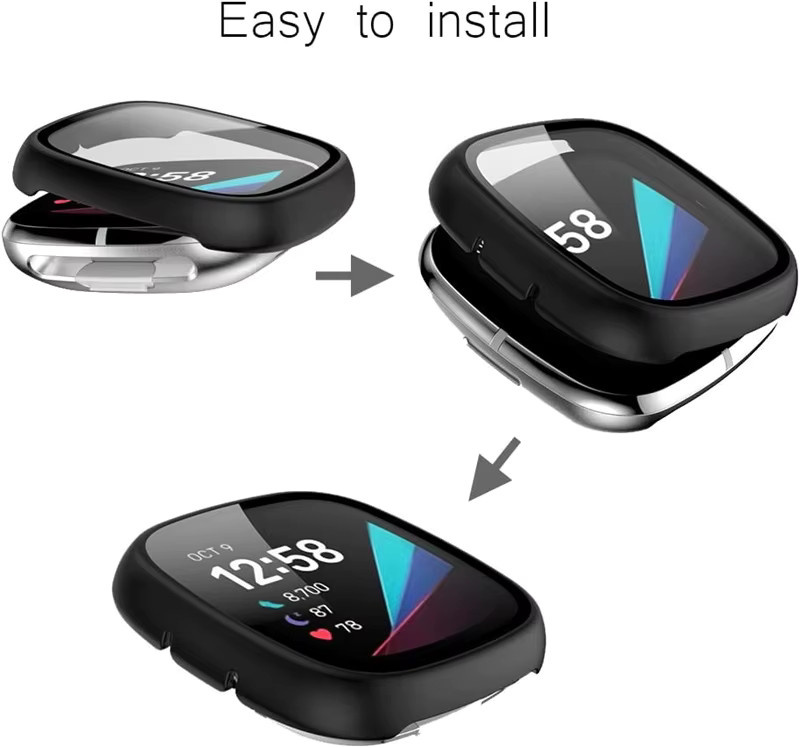 jansin Displayschutzfolie aus gehärtetem Glas, Weiß, Fitbit Versa 3/Sense - Bild 3