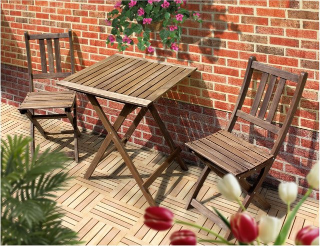 Sedex TAMPA Balkonset 3-tlg. Gartenset aus geöltem Eukalyptusholz in Braun - Bild 1
