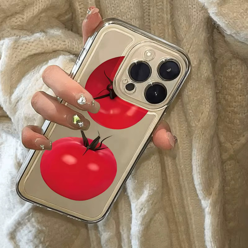 Stoßfeste und transparente Handyhülle mit Tomaten-Design für iPhone 11 bis iPhone 17 Pro Max sowie SE und Mini - Bild 2