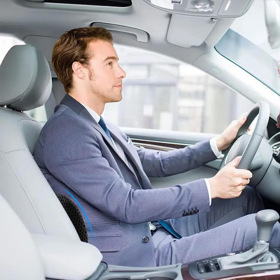 Lendenstützkissen aus Memory-Schaum für Bürostuhl und Auto in Schwarz und Grau - Bild 4