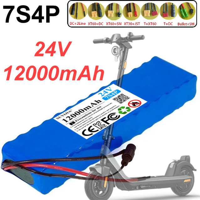 SUYIJIA Lithium-Ionen-Akku 24V 12Ah mit Ladegerät, 12000mAh 18650 Akku Set in Blau, geeignet für Fahrrad und Roller - Bild 1