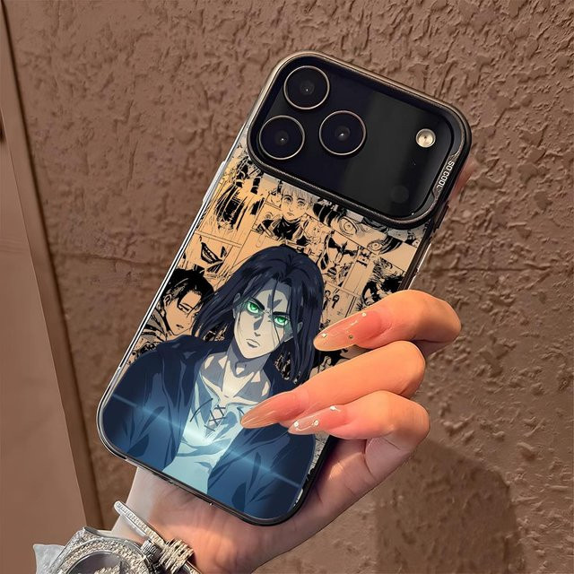Handyhülle Attack on Titan Eren Yeager für iPhone 11 bis 17 Pro Max Designer Matt Laser Aurora in Weiß und Multicolour - Bild 1