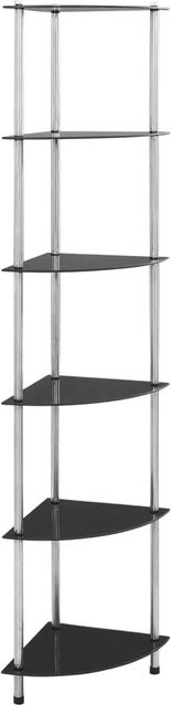 vidaXL Regal mit 6 Ablagen aus Hartglas und Metall in Schwarz, B/T/H: 30 x 30 x 160 cm - Bild 1