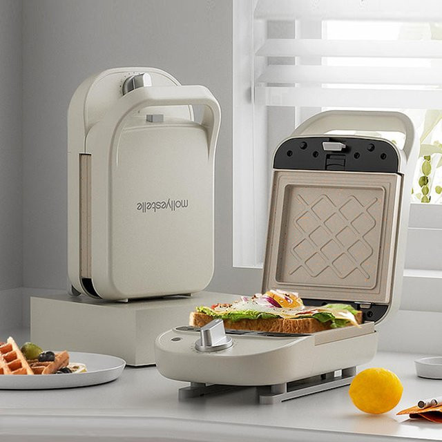 kbxstart Elektrischer Multi-Bäcker Sandwichmaker und Waffeleisen mit 600 W in Weiß - Bild 1