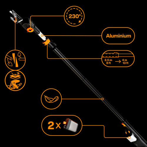 Fiskars Akku-Schneidgiraffe TP 10 Bypass in Schwarz ohne Akku - Bild 4