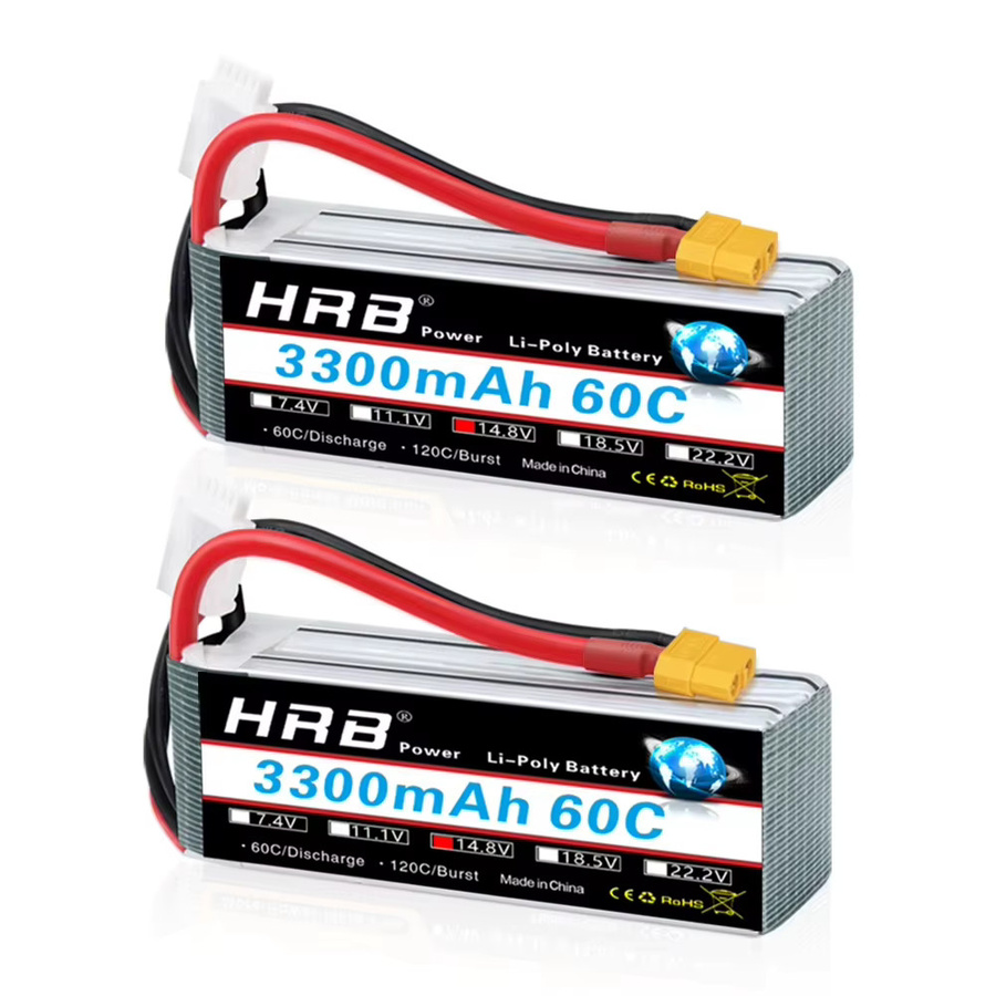 HRB LiPo Batterie 14,8 V 4S 3300 mAh mit XT60 Anschluss für RC FPV Flugzeuge, Drohnen, Racing Boote und Autos - Bild 5