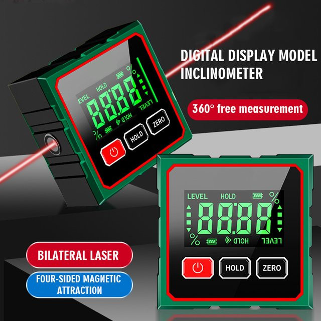 PINTUDY Magnetischer digitaler Winkelmesser in Schwarz, Elektronisches Lasermessgerät und 360-Grad-LCD-Neigungsmesser als Mini-Messwerkzeug - Bild 1